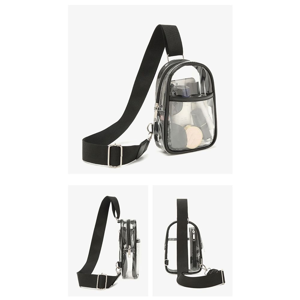 Waterproof Clear  Shoulder Bag Adjustable Shoulder Strap Stadium Purse Bag PVC Chest Bag  Women