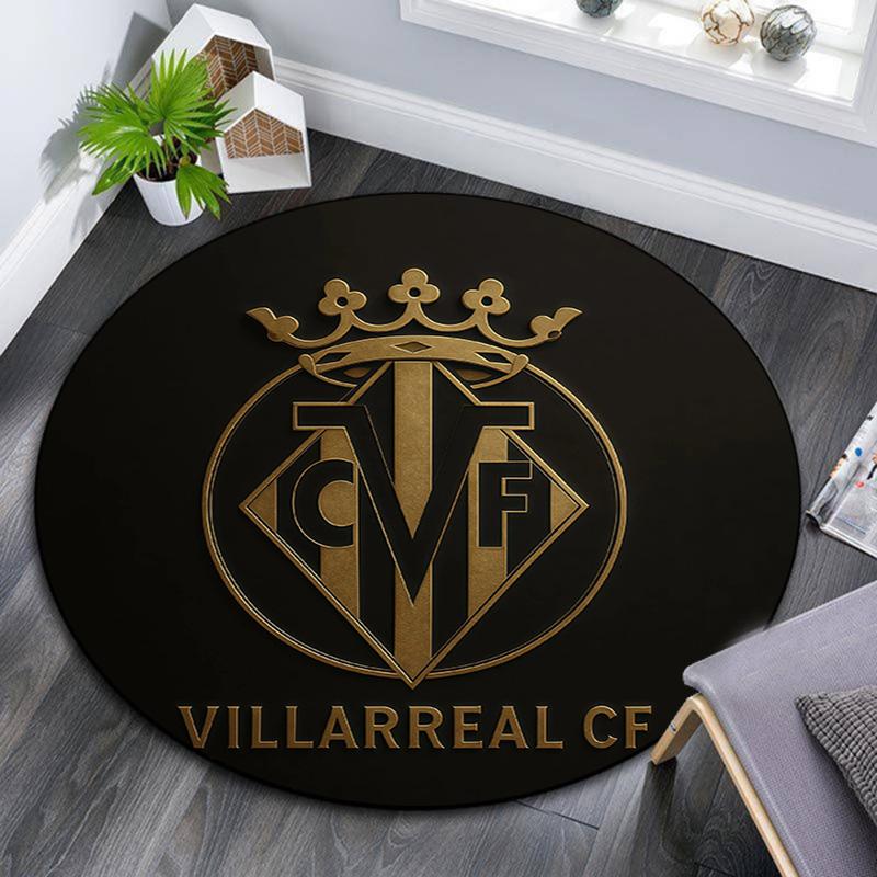Villarreal Club De Fútbol,Round Area Rug,Carpet Rug for Living Room Bedroom Sofa Playroom Decor,Non-slip Floor Mat