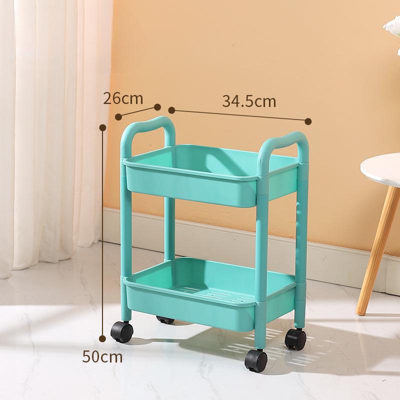 Chariot utilitaire roulant en plastique à 3 niveaux Chariot de rangement multifonctionnel pour chambre à coucher cuisine Organisateur de rangement mobile avec roues