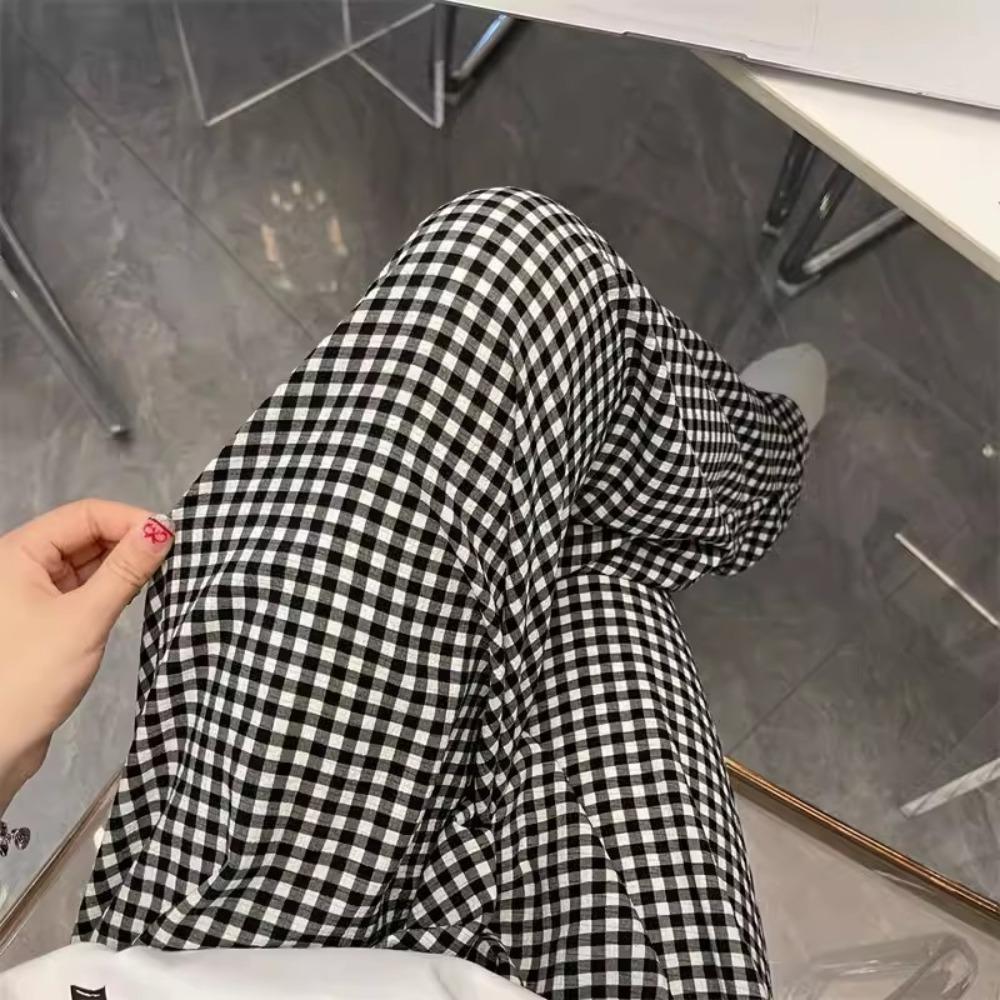 High Waist Casual Pants Women Stripe Plaid Baggy Home Pajama Soft Sweet Trousers Spring Autumn