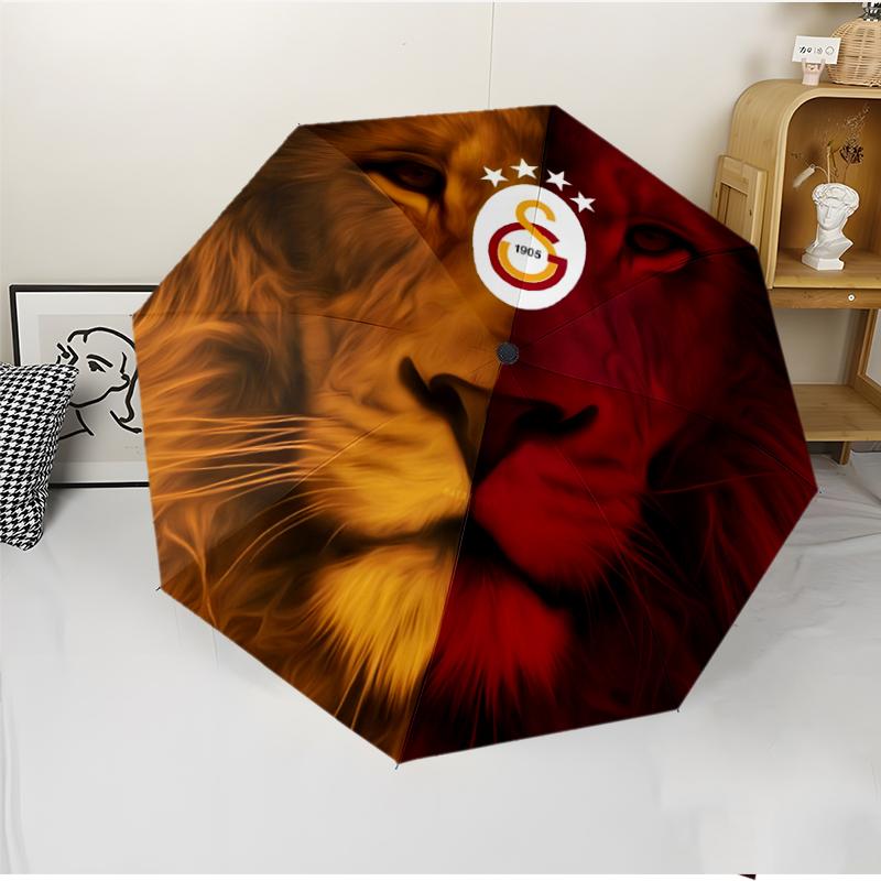 Galatasaray Fashionable Automatic Opening/Closing Folding Umbrella. Portable and Foldable, Ideal for Gift, Travel, and Daily Use.