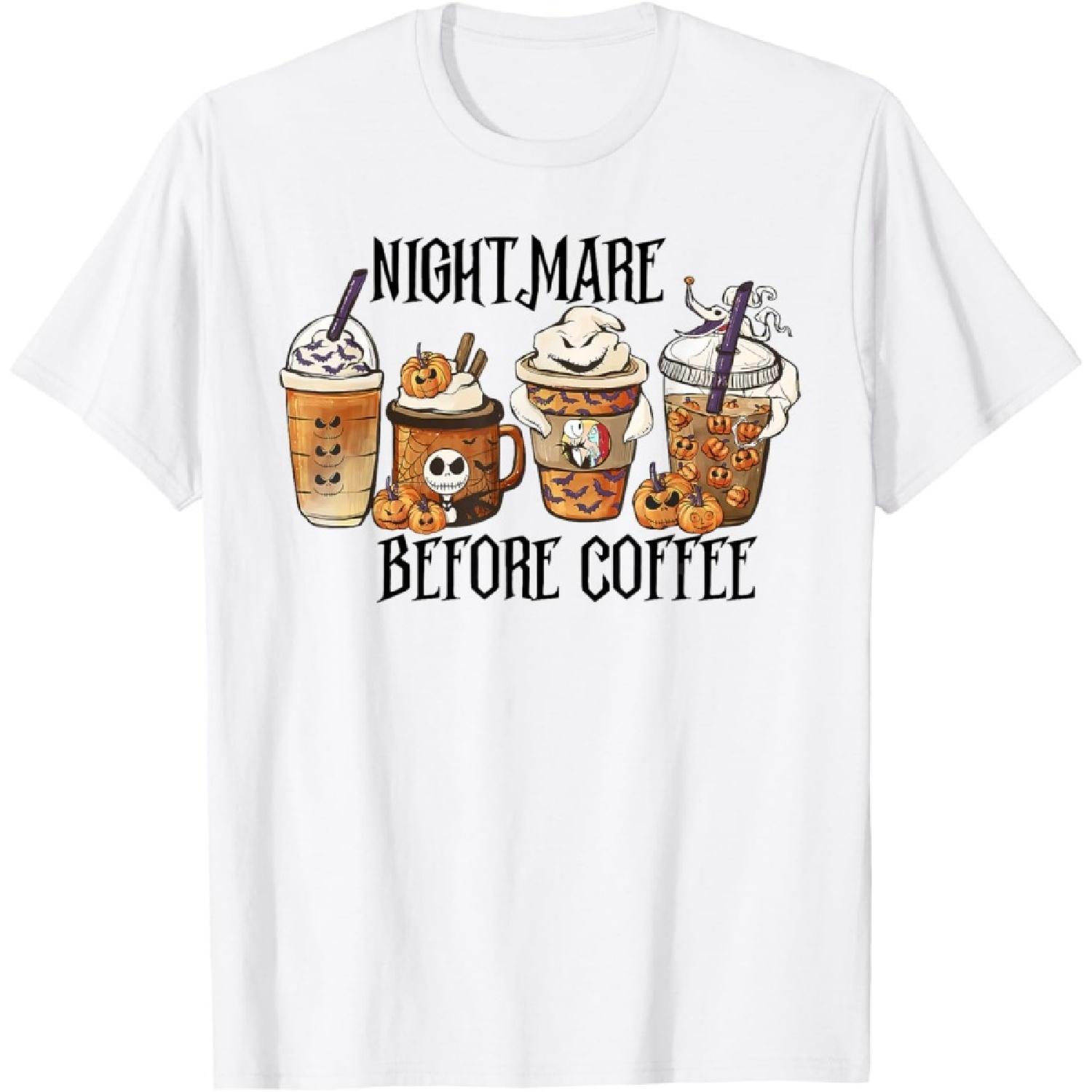 Nightmare Before Coffee Pumpkin Spice Halloween Costume T-Shirt S