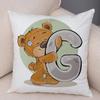 Cute Cartoon Bear Animal Cushion Cover Sofa Children'S Room English Letter Print Pillowcase With Zipper Cushion Cover
