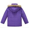 Middle and Big Children's Cotton Jacket Solid Color Thickened Warm Rushing Jacket Boys and Girls Hair Collar Removable Hooded Jacket