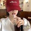 Trendy Letter Design Pink Baseball Cap For Women With Round Top And Brim Bent