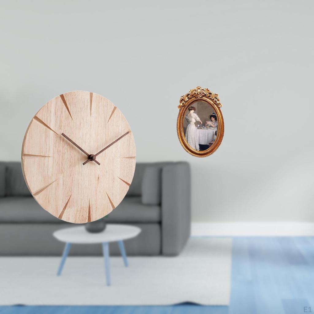 Creative Solid Wood Wall Clock And Ornate Resin Photo Frame Decorative Hanging Tabletop Display Gift