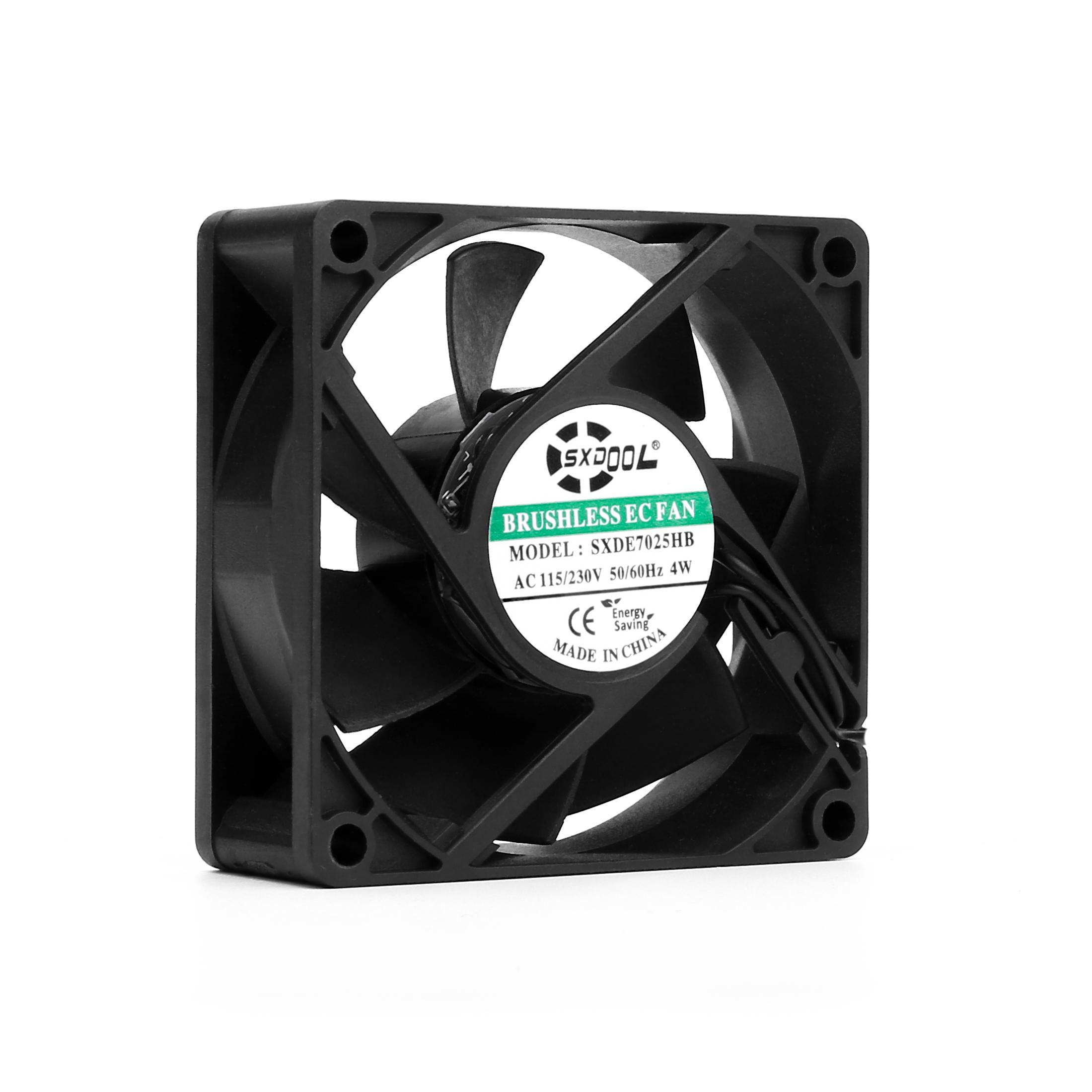 EC Brushless Cooling Fan AC 110V 120V 220V 240V Dual Ball Bearing 2 wires 60mm 70mm 80mm 92mm 120mm 172mm Size Optional 70X70X25mm