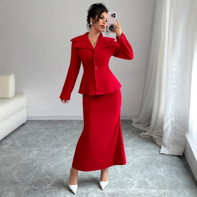 Womens 2026 Professional Suit Dress Elegant OL Long Sleeve Work