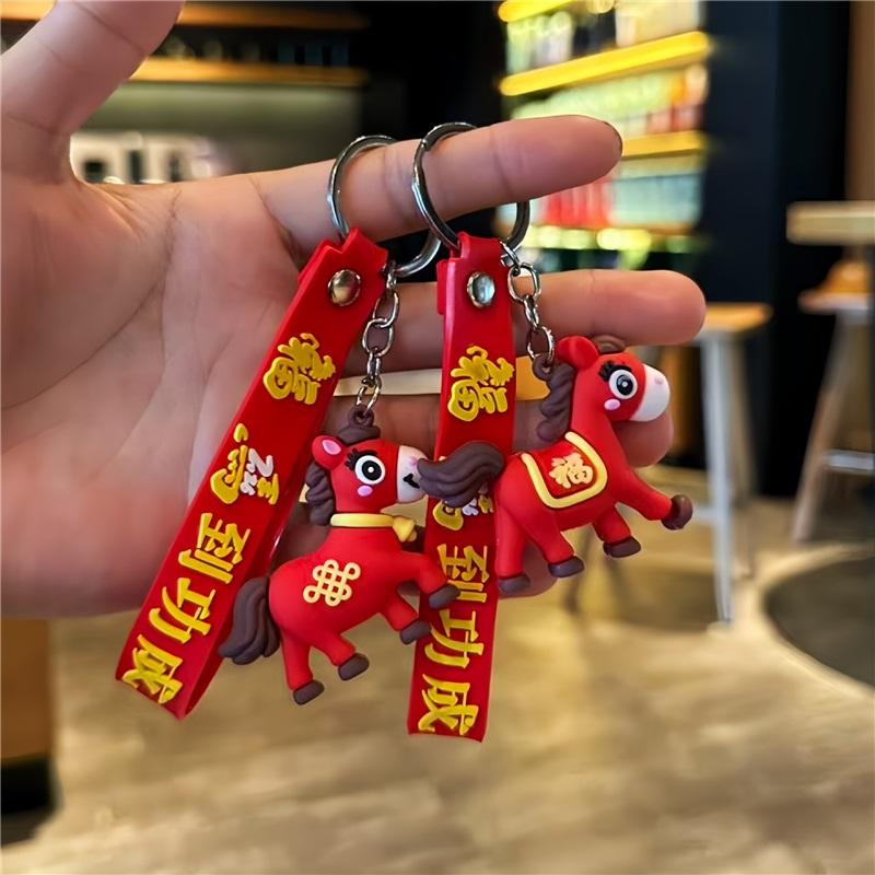 Blessed Soon Cartoon Pony Key Chain Pendant Zodiac Horse Figurine Student Bag Pendant Car Key Chain