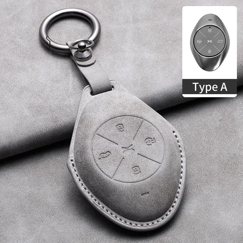 Leather Car Remote Key Case Cover for Xiaopeng Xpeng P5 P7 G3 G6 G9 G3i 2021 2022 Car Key Fob Shell Holder Keychain Accessories