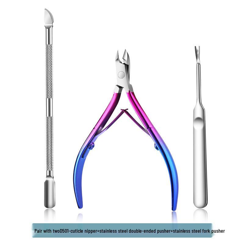 Stainless Steel Manicure Set: 3-Piece Dead Skin Scissors, Double-Headed Pusher, and Nail Clipper