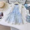 Summer Vacation Flounce Sleeve Dress for Girls - Fresh Mesh Skirt