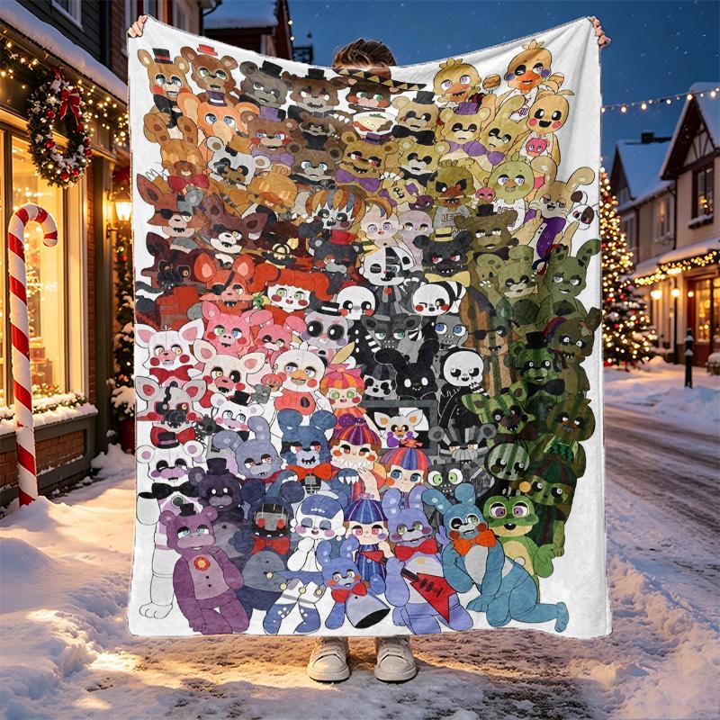 Deka se vzorem Five Nights at Freddy's pro domácí dekoraci, postel, pohovku, cestování autem, kempování, vhodná pro všechna roční období, dárek k narozeninám a Vánocům