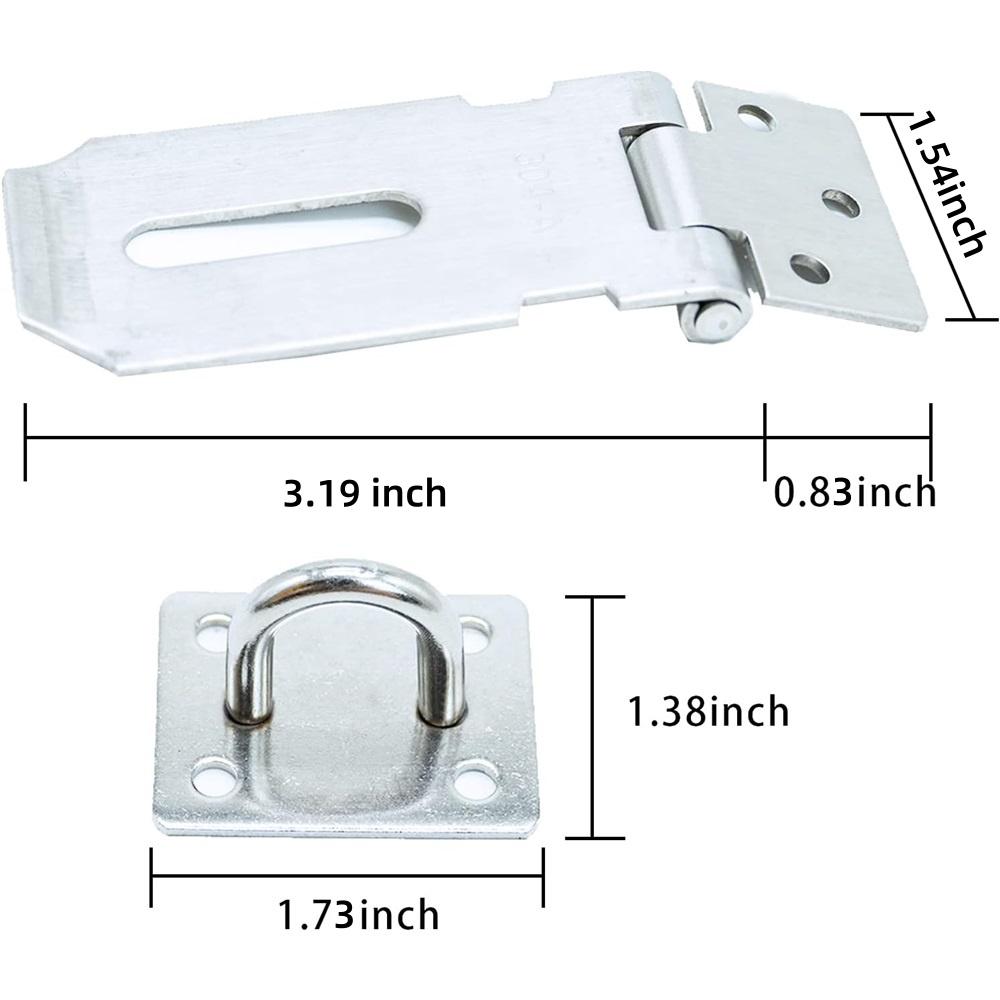 

Дверной замок, 3-дюймовый навесной замок из нержавеющей стали и скоба для замка-защелки, прочная защита ворот для оконного шкафа, клетки для домашних животных, серебристый 3-inch
