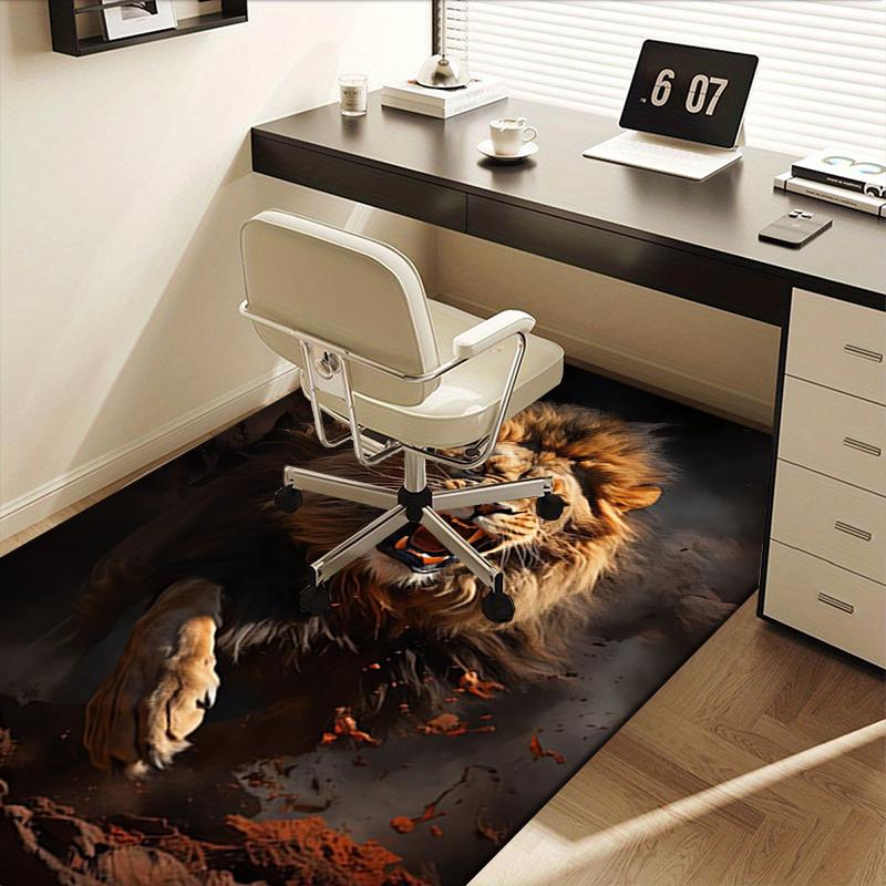 1pc Lion,Roar,Wildlife Office Carpet Soft Polyester Entrance Carpet Washable Non Slip Machine Washab