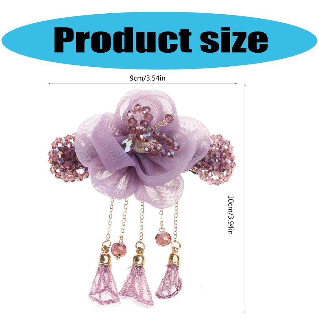 Chinese Styles Hair Pin Handmade Flower Hair Clip Long Tassels Women Hairpin for Ponytails and Various Hairstyles