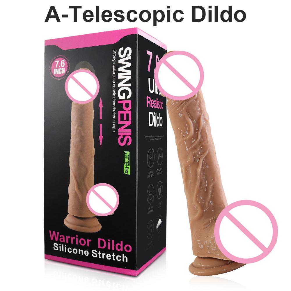 7.3Inch Soft Realistic Dildo Vibrator 7 Swing Vibrating Penis Mastrubator with Powerful Suction Cup Sex Toy for Women or Beginer