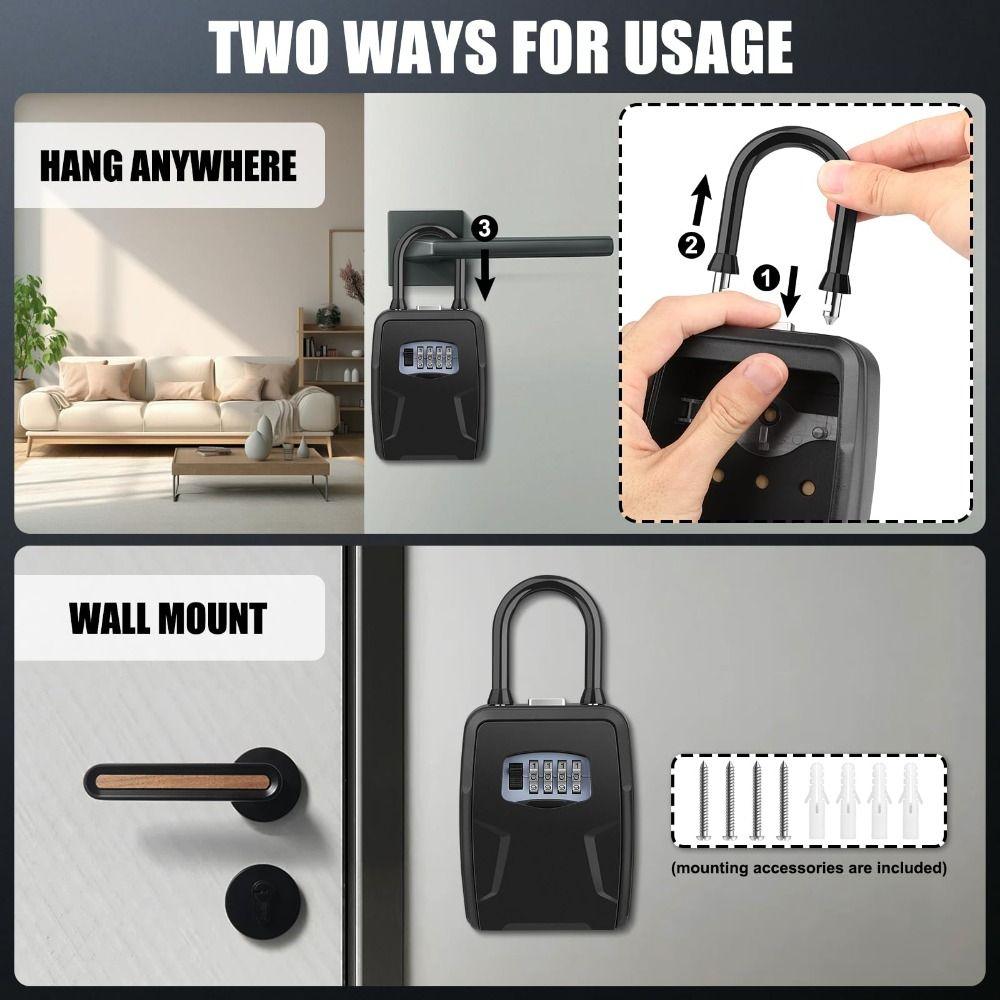 Passwords Code 4 Digit Combination Key Box Wall Mounted Key Lock Safe Box Key Safe Box  Garage