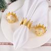 Table Decor Creative Metal Crown Hotel Glossy Bead Napkin Ring Holder Fine Dining Silverware Accessories Elegant Place Setting
