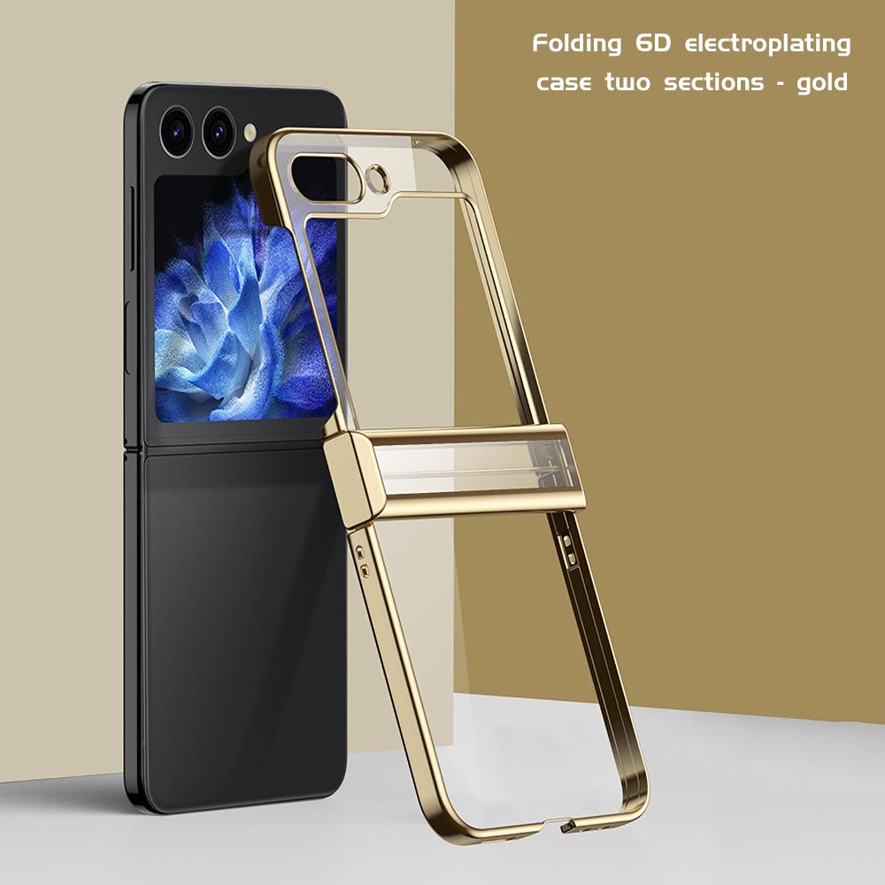 6D Plating Phone Case for Samsung Z Flip 1 2 3 4 5 6 Z Fold 2 3 4 5 6 Motorola Razr 40 50 Oppo Find N N2 N3 N5 N2 Flip Thickened Border Transparency