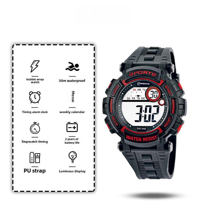 Wodoodporny i wstrząsoodporny zegarek sportowy dla chłopców w wieku gimnazjalnym z alarmem i podświetleniem