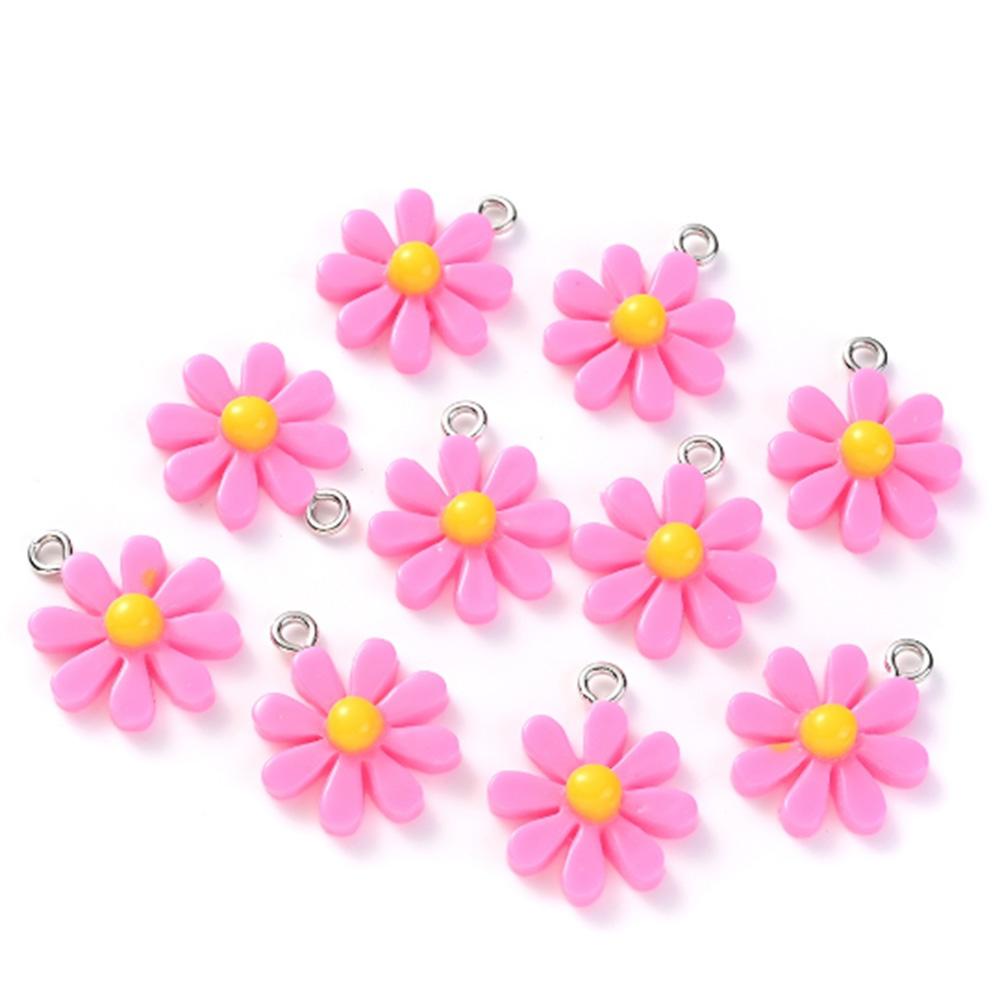 10pcs/Lot Resin Daisy Flower Pendant Colorful Glossy Surface Flower Charm For Jewelry Making DIY Keychain Earring Charm Pendant