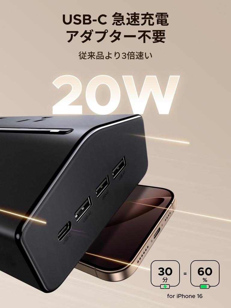 UGREEN Power Strip for Simultaneous Charging of 20 Devices, 4-Sided Outlet Design, No Plug Interference, PD20W, 16 Outlets, 4 Ports, Cable Management,