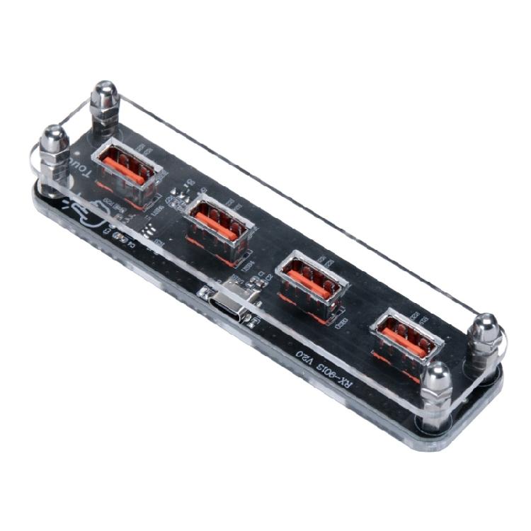 Small 4 Port USB Charging Dock with Sturdy Acrylic Base Smooth USB Power Base Acrylic Texture for Phones and Tablets