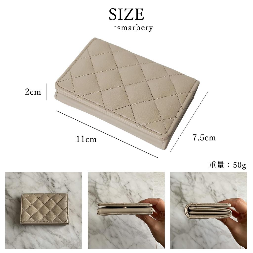 Crossmarberry Stilvolle und Niedliche gesteppte Visitenkartenhülle für Damen mit Magnetischen Trennwänden, Bifold-Design, Leicht, Einfaches Kunstleder, R88 Grau