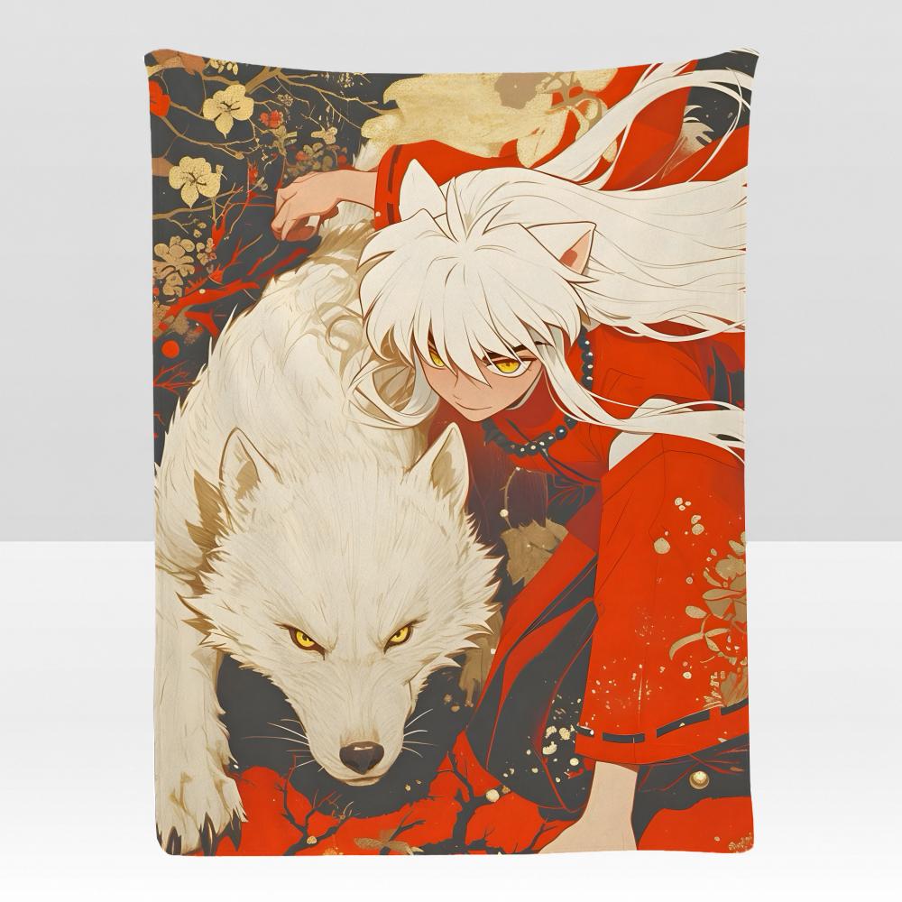 Anime Inu Yasha Weiche Flanelldecke für Bett Schlafzimmer Sofa Picknick Überwurf Hautfreundlich Atmungsaktiv Geschenk Decke