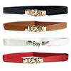 Women's 2.5cm Double Buckle Chain Elastic Waist Belt for Dresses