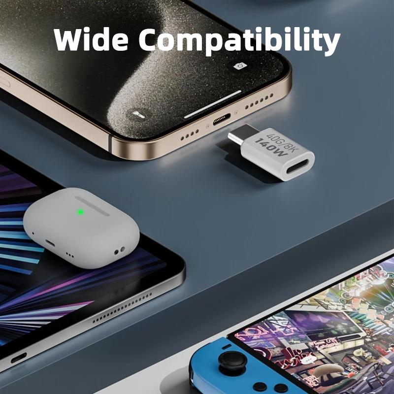 PD140W USB4.0 Type C to USB C Fast Charging Adapter Converter 40Gbps Data Sync Connector 8K@60Hz USB C OTG Adapter for MacBook