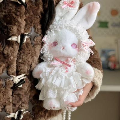 Anime Bag Lolita Rabbit Doll Plush Doll Bag Pearl Chain Oblique Span Bag Plush Backpack Two-dimensional Bag