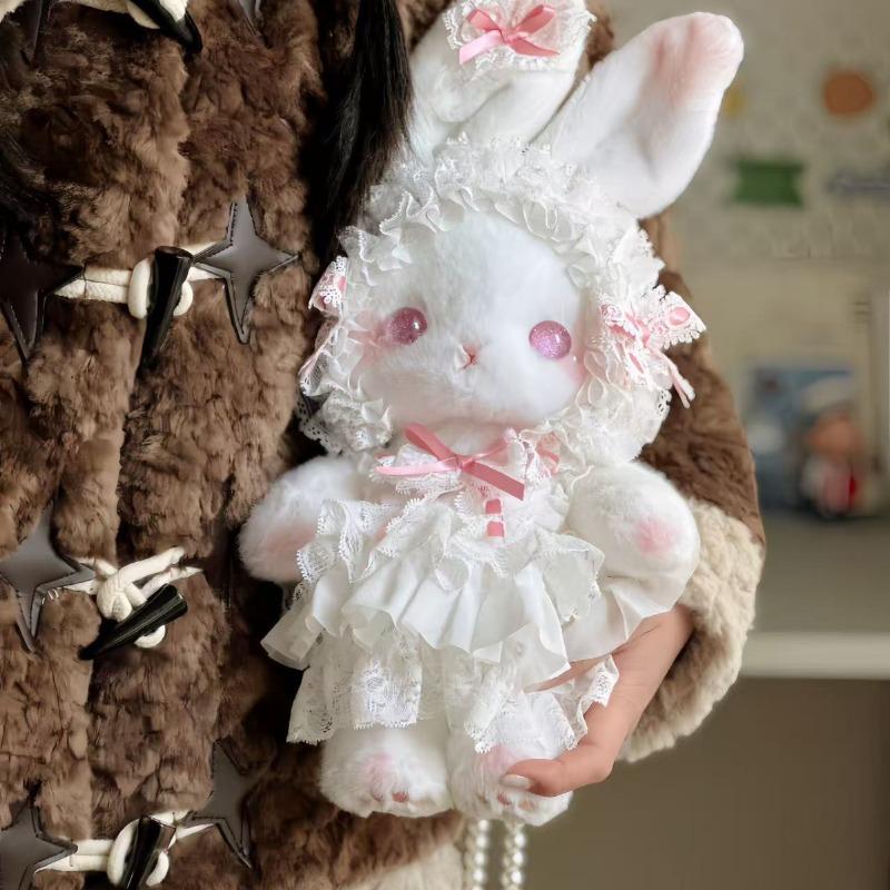 Anime Bag Lolita Rabbit Doll Plush Doll Bag Pearl Chain Oblique Span Bag Plush Backpack Two-dimensional Bag