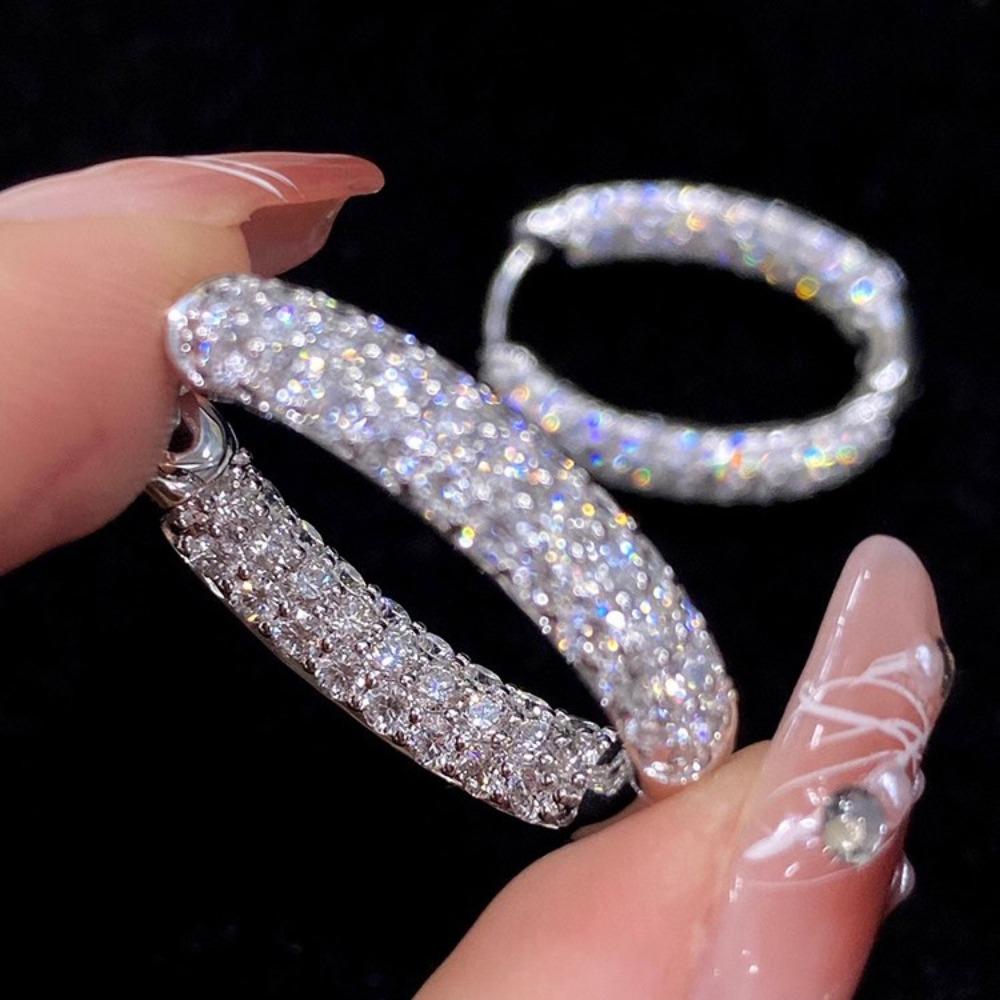 Elegant Diamond Ear Cuff Luxury Rhinestone Hoop Earrings Women Fashion Earrings