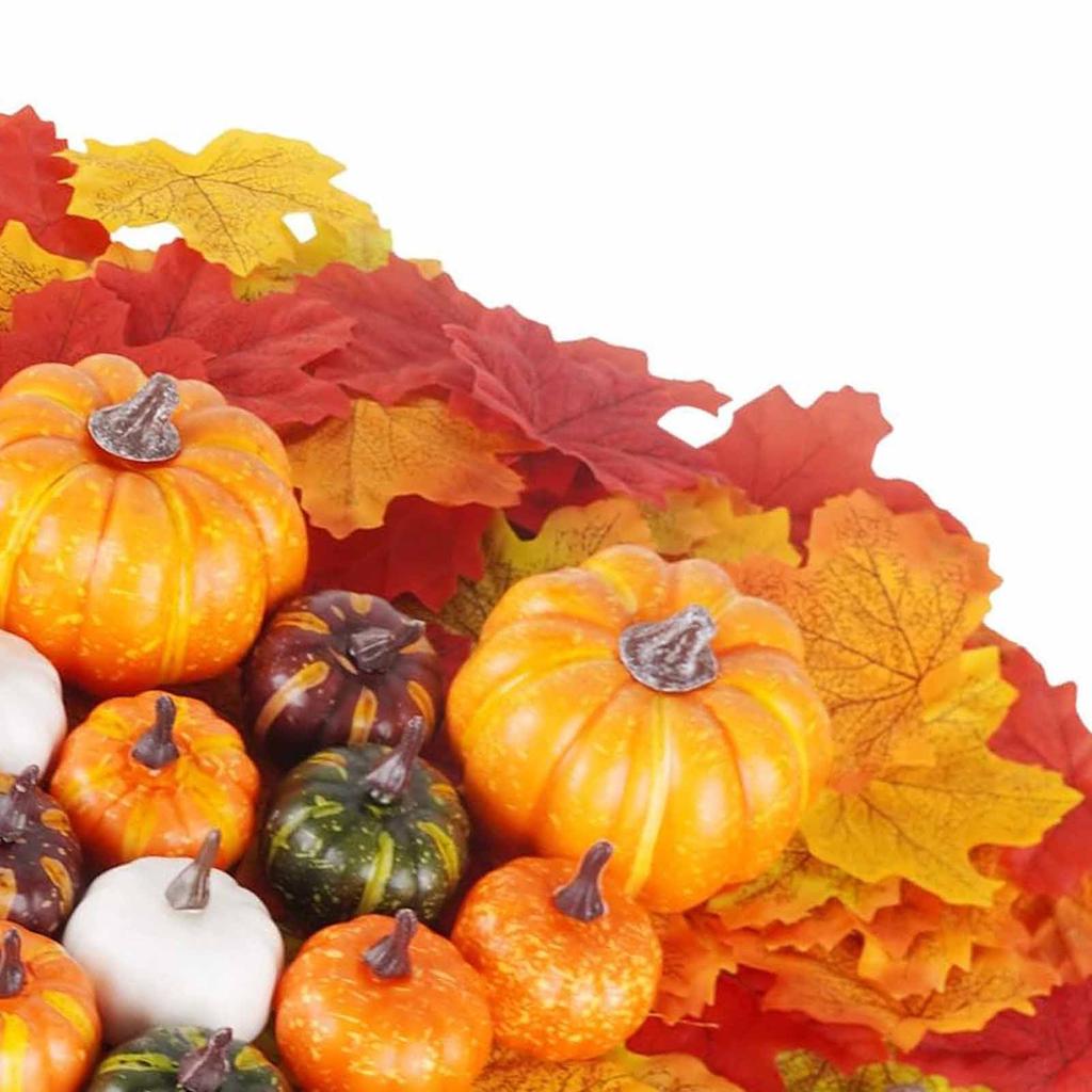 162PCS Artificial Harvest Decoration Set Realistic Maple Leaf Acorn Pumpkin Home Table Decoration Fo