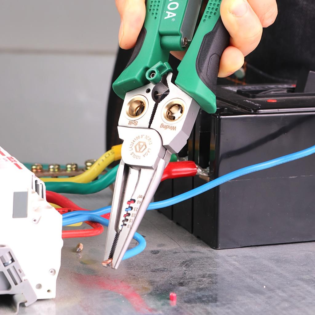 Electrician‘s Plier 8-in-1 Multi-Functional Wire Stripper Scissors With Electrical Test Non-slip Wire Stripping Pliers
