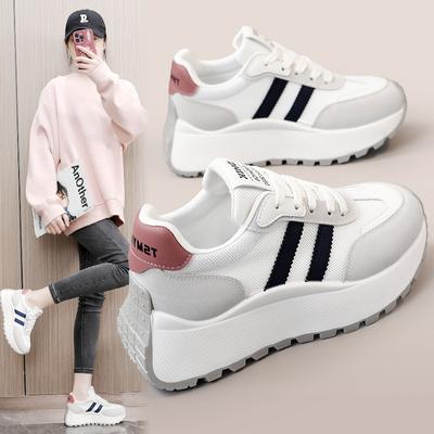 BN007 neue Reiseschuhe Damen Frühling und Sommer erhöhend kleine weiße Schuhe vielseitig atmungsaktiv dicksohlig abriebfest Dad-Schuhe