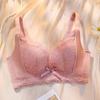 Twilight Clouds Double Breasts Anti-sagging No Steel Rim Lace Upper Support Adjustable Bra Set
