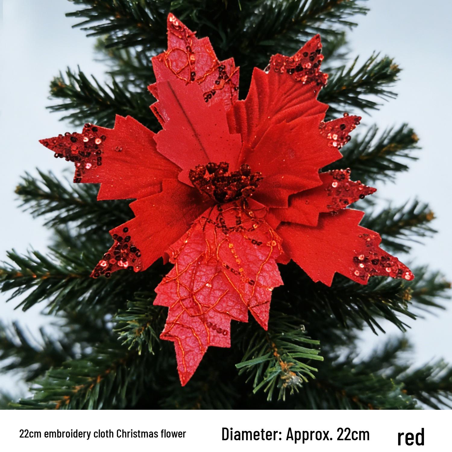 

Gold-Rimmed Glitter Christmas Flower Ornaments - Tree Decorations