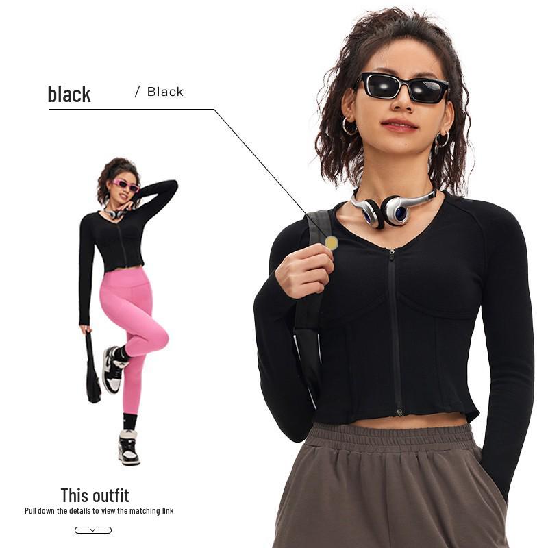 

Dual-Zipper Yoga Jacket: Slim Fit & Breathable for Running, Pilates, and Fitness Training XL