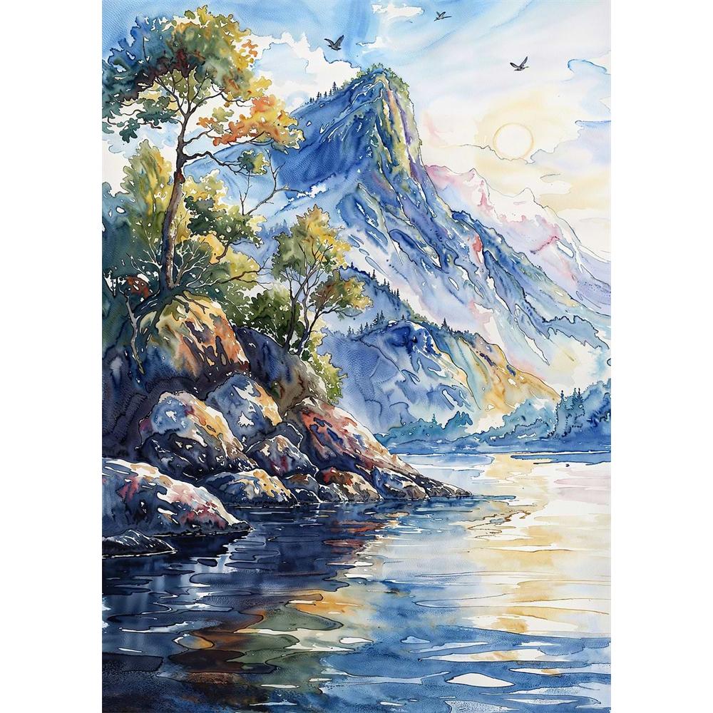 Chinese Four Seasons Landscape Diamond Art Painting Decoration Sailboat Diy Full Rhinestone Mosaic Cross Stitch Kit Gift