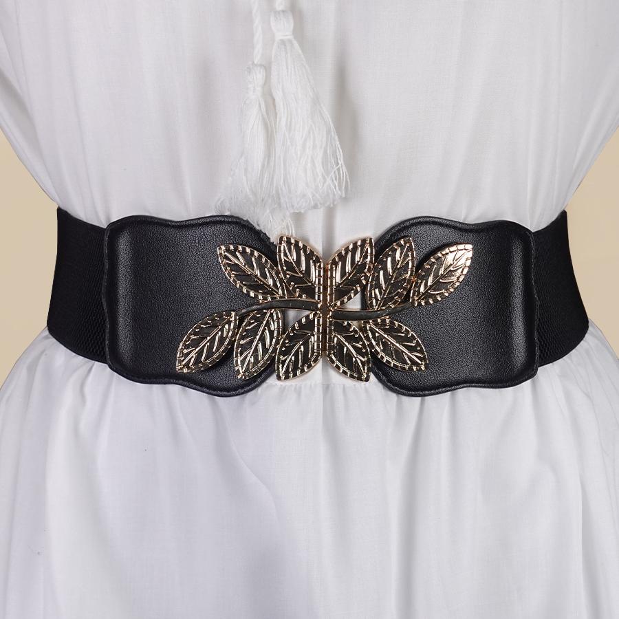 High Elastic Elastic Ladies Belt Bohemian Elastic Pu Belt Women s Elastic Tight Waist Belt Jeans Dress Elastic Wide Belt S чёрный