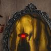 Halloween Holographic Witch Mirror Spooky Wall Mirror with Creepy Red Eyes for Haunted House Bedroom Indoor Decoration