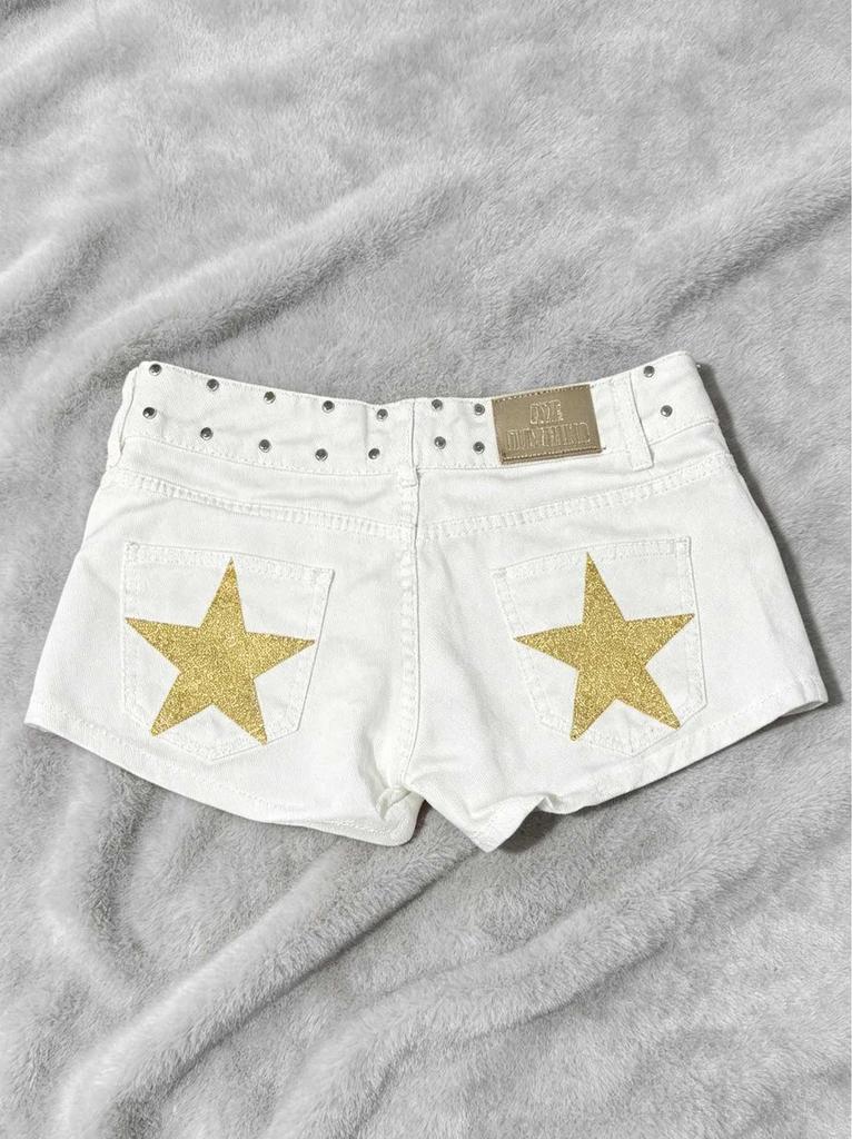 Y2K Low-Waist Jeans-Shorts mit Sternenprint - Damenmode