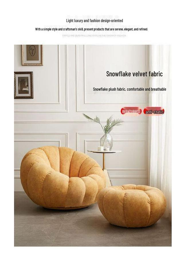 Cozy Pumpkin Single Sofa Chair: Recline & Relax in Lamb Wool Fabric