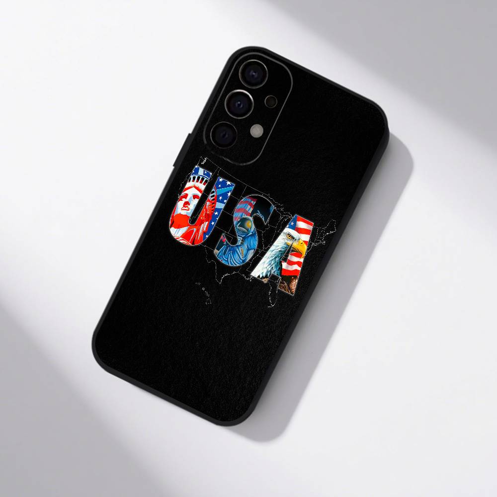 USA Flag American Phone Case For Samsung S25,S24,S21,S22,S23,S30,Ultra,S20,Plus,Fe,Lite,5G Black Cover