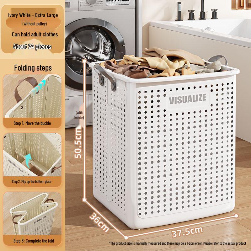Foldable Laundry Hamper: Large Capacity Floor-Standing Clothes Storage Basket for Bathroom or Household Use.