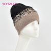 SOMALER Winter Hats for Women Warm Angora Wool Knitted Hat Fashion Sequin Beanie Hat Thick Long Rabbit Fur Hair  Skull Cap Bonnet