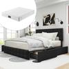 Lit Double - MUVOE - 140x200 Cm - Noir - 4 Tiroirs - Matelas À Ressorts Non Inclus